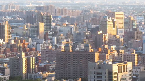 High angle view of buildings in city