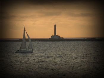 Scenic view of sea at sunset