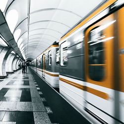 Train at railroad station platform