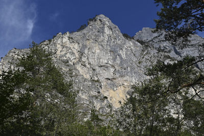 Low angle view of rocks against sky