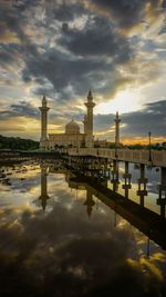 Reflection of building in water