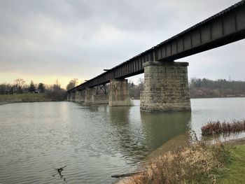 Bridge over river against sky