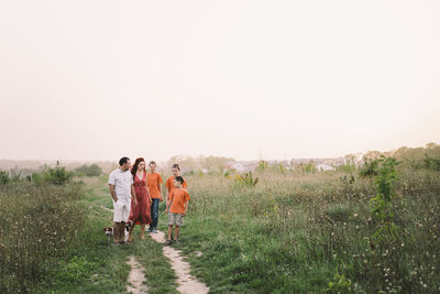 Portrait of a family in nature.