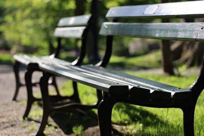 Empty bench in park