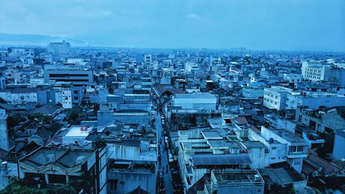 High angle view of cityscape against sky