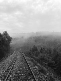 High angle view of railroad tracks against sky