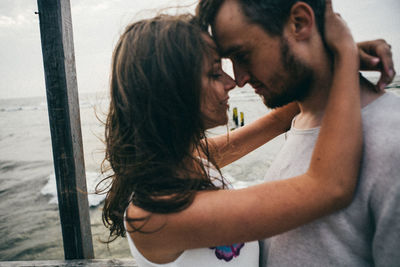 Side view portrait of young couple