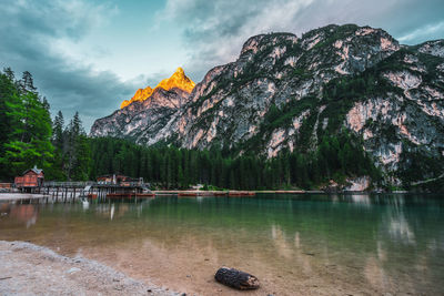 Scenic view of lake against sky during autumn