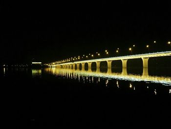 Bridge over river at night