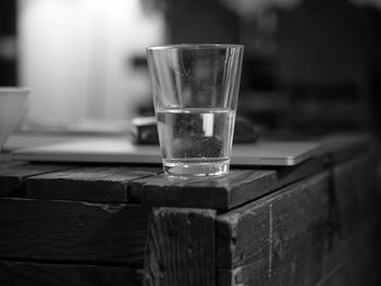 Close-up of glass of water on table