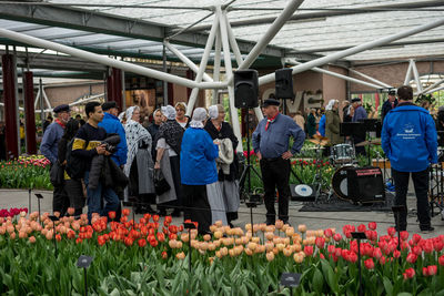 Group of people at market