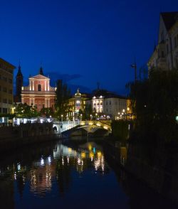 Illuminated buildings in city at night