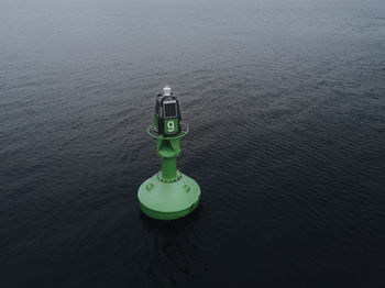 High angle view of container floating on sea