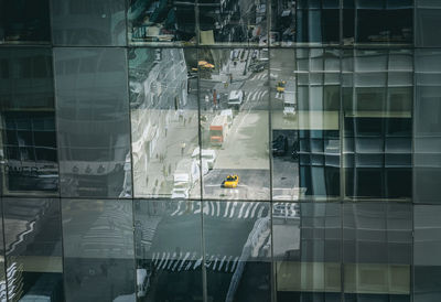 Reflection of building on mirror