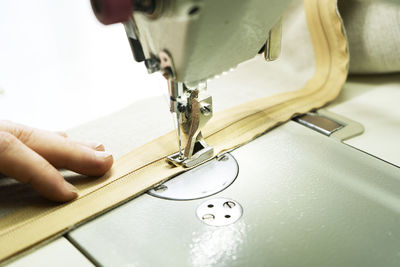 Close-up of sewing machine