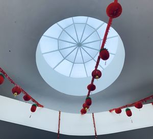 Low angle view of balloons hanging from ceiling