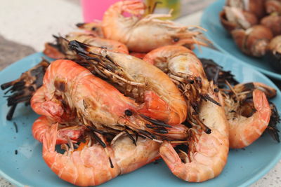 Close-up of seafood in plate