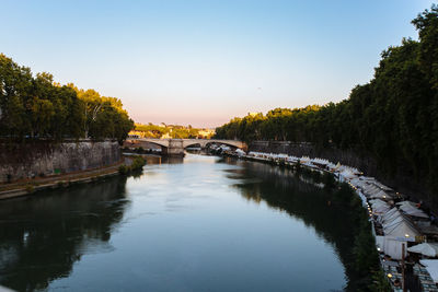 Scenic view of river against sky at sunset