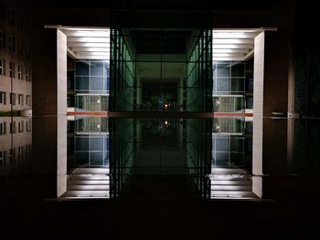 Corridor of building at night
