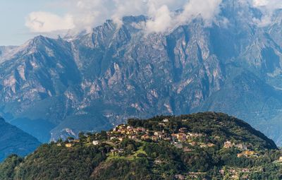 Panoramic view of landscape and mountains against sky