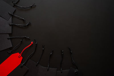 High angle view of cable against black background