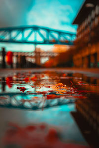 Reflection of building in water