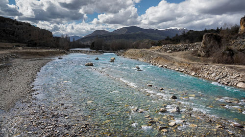 Panoramic view of landscape and mountains against sky