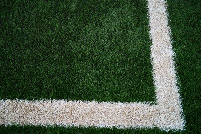 Close-up of soccer field