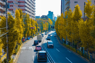 High angle view of buildings in city