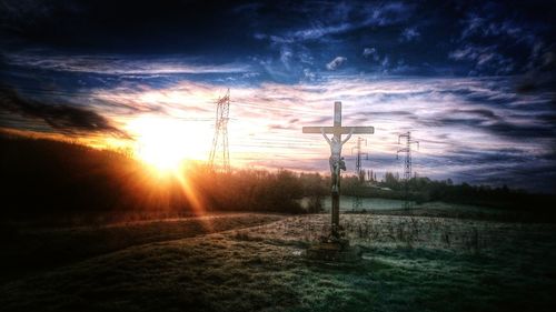 Scenic view of landscape at sunset