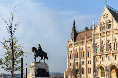 Beautiful architecture of famous hungarian parliament building in budapest, hungary