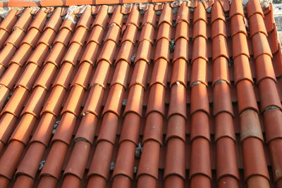 High angle view of roof tiles