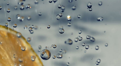 Close-up of water drops on glass