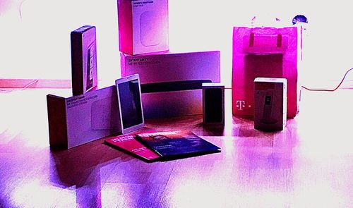 High angle view of mobile phone