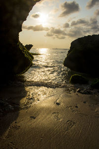 Scenic view of sea against sky during sunset