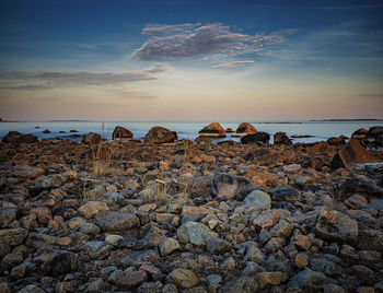 Scenic view of sea against sky during sunset