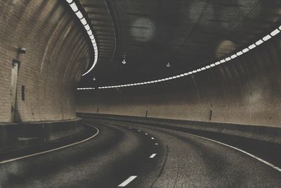 Empty road in tunnel