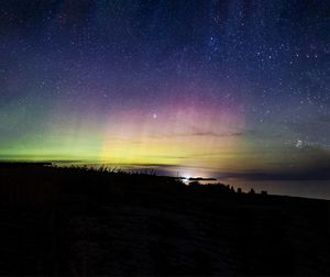 Scenic view of sea against sky at night