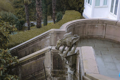 High angle view of fountain