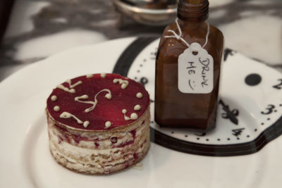 Close-up of cake in plate on table