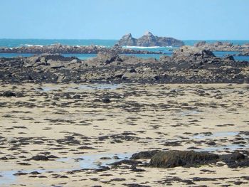 Scenic view of sea against clear sky