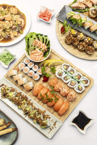 High angle view of food on table