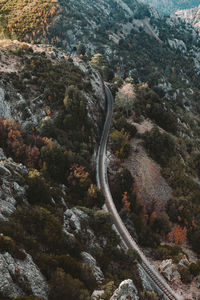 High angle view of railroad track on mountain