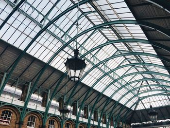 Low angle view of modern ceiling at railroad station