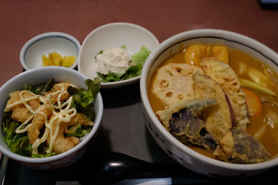 Close-up of food in bowl on table