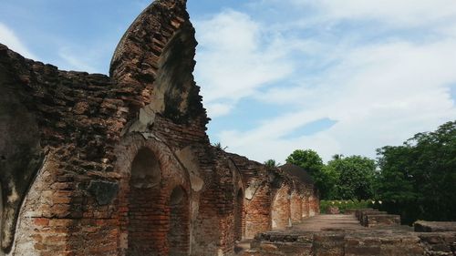 Low angle view of old ruin building