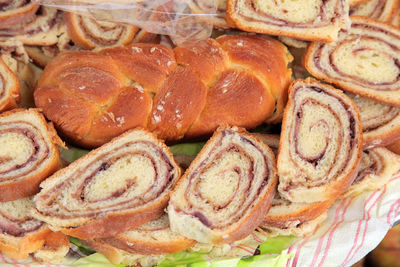 High angle view of poppy seed and walnut rolls