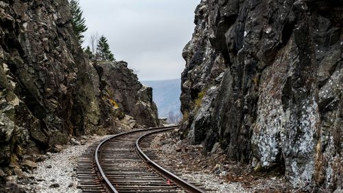Railroad track on mountain