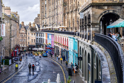 High angle view of city street