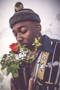 Portrait of young man looking away